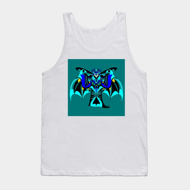 the blue uusum vampire in mayan ecopop bat disguise art Tank Top by jorge_lebeau